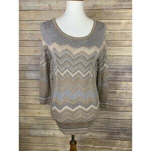 The Limited Womens Small Metallic Sweater Chevron Pattern Tunic Long Wool Blend